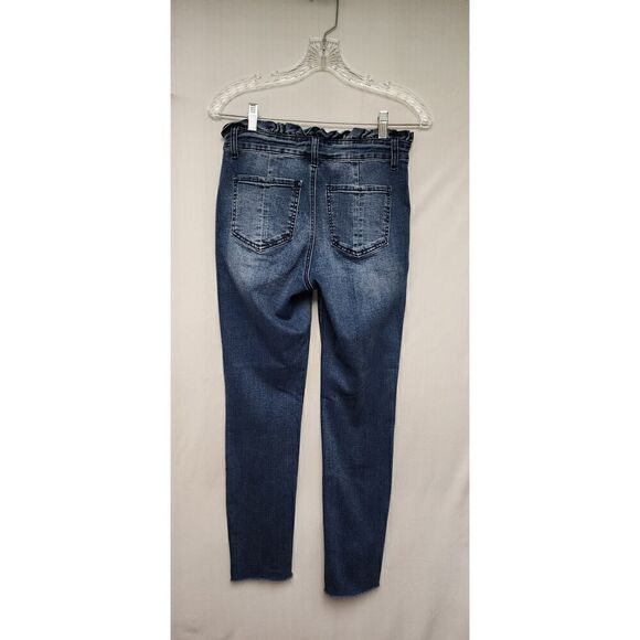 Ashley Mason Paper Bag High Rise Waist  Raw Hem Bootcut Denim Jeans  Size 7 - Picture 3 of 9